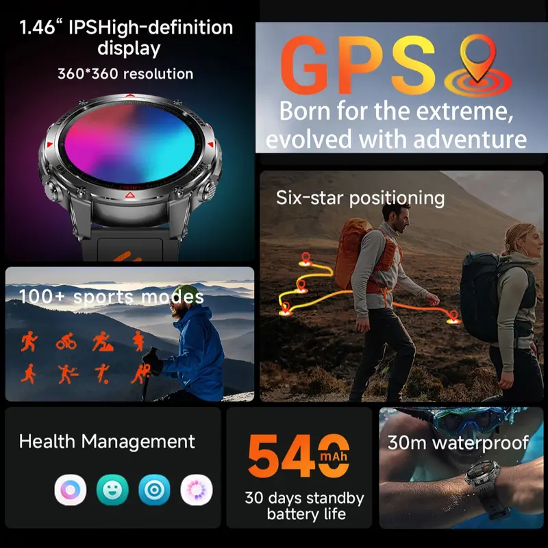 GPS Outdoor Sports Smartwatch, Fitness Tracker with Wireless Calling, 100+ Sports Modes, Calorie Counter, Weather Alerts & LED Compass, Gift for Men and Women, Fitness Smart Watches, Multifunctional Smart Watch #GLOBAL PICKS GPS Outdoor Sports Smartwatch, Fitness Tracker with Wireless Calling, 100+ Sports Modes, Calorie Counter, Weather Alerts & LED Compass, Gift for Men and Women, Fitness Smart Watches, Multifunctional Smart Watch #GLOBAL PICKS