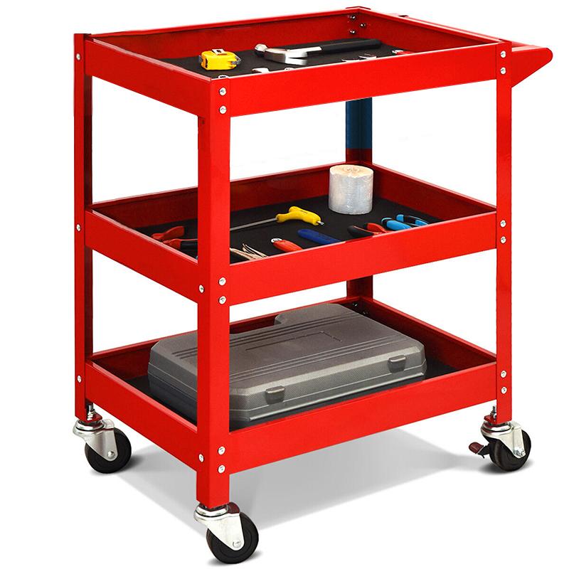 3-Tier Utility Cart,3 Shelves Rolling Carts with Brake Wheels,450lbs Load Capacity,Heavy Duty Mechanic Storage Cart Utility Cart for Garage Warehouse Workshop  with Two Brake for Office，Kitchen