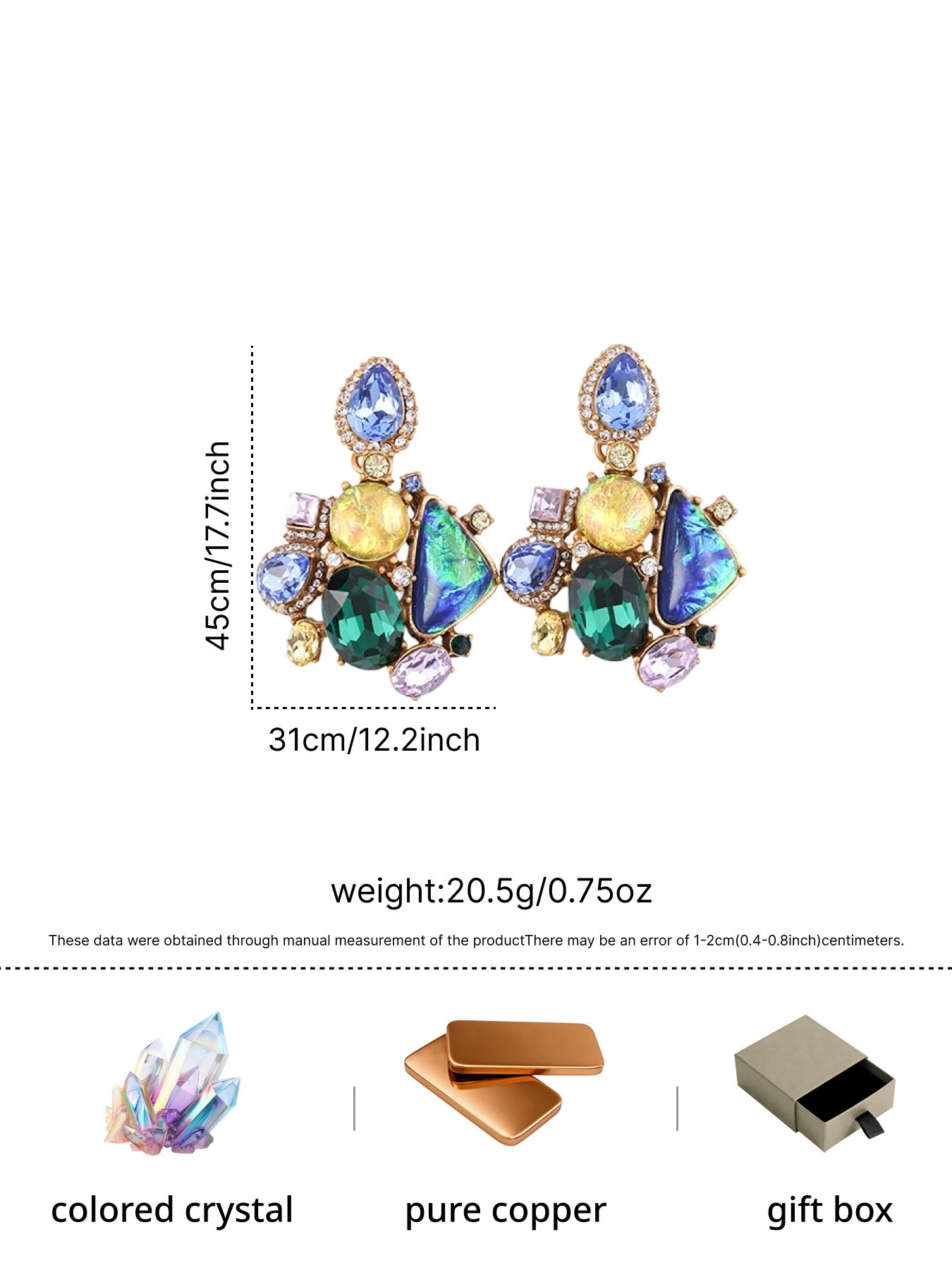 1 pair of Baroque style diamond studded earrings, suitable for daily commuting, vacation, and dating, and also a delightful and exquisite gift.