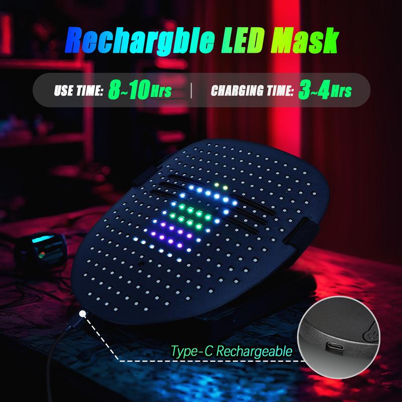 LED Mask, Light Up Mask with Gesture Sensing, Unisex LED Halloween , Christmas Mask with 50 Patterns Glow, Costume Cosplay Party Masquerade ｜ Halloween Gift ｜