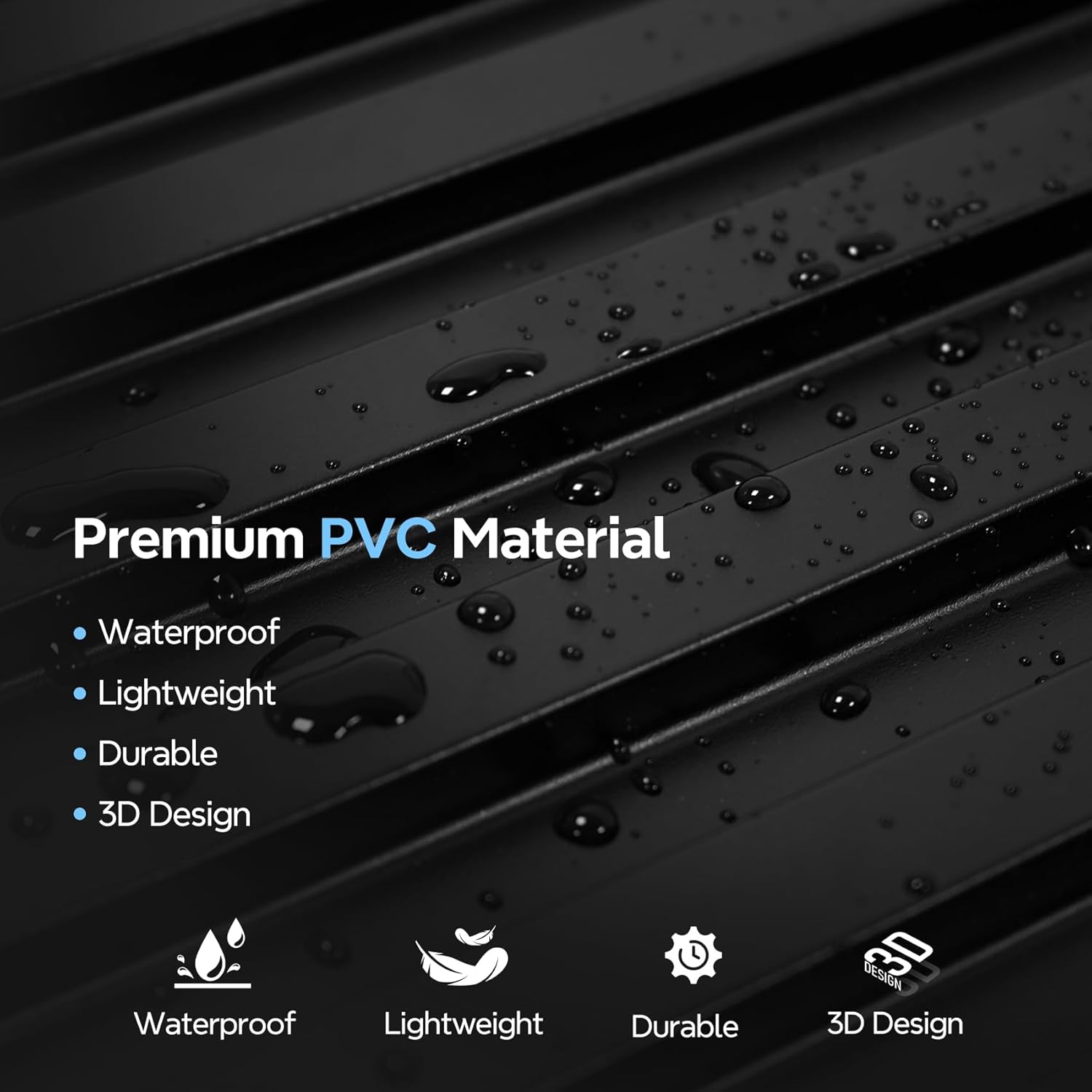 STICKGOO 12 Pcs 3D Slat Wall Panels, 19.7" x 19.7" Main String Wall Panels, Decorative PVC Wall Tiles, 3D Textured Wall Panels for Interior Wall Decor, 32 Sq.Ft - Black