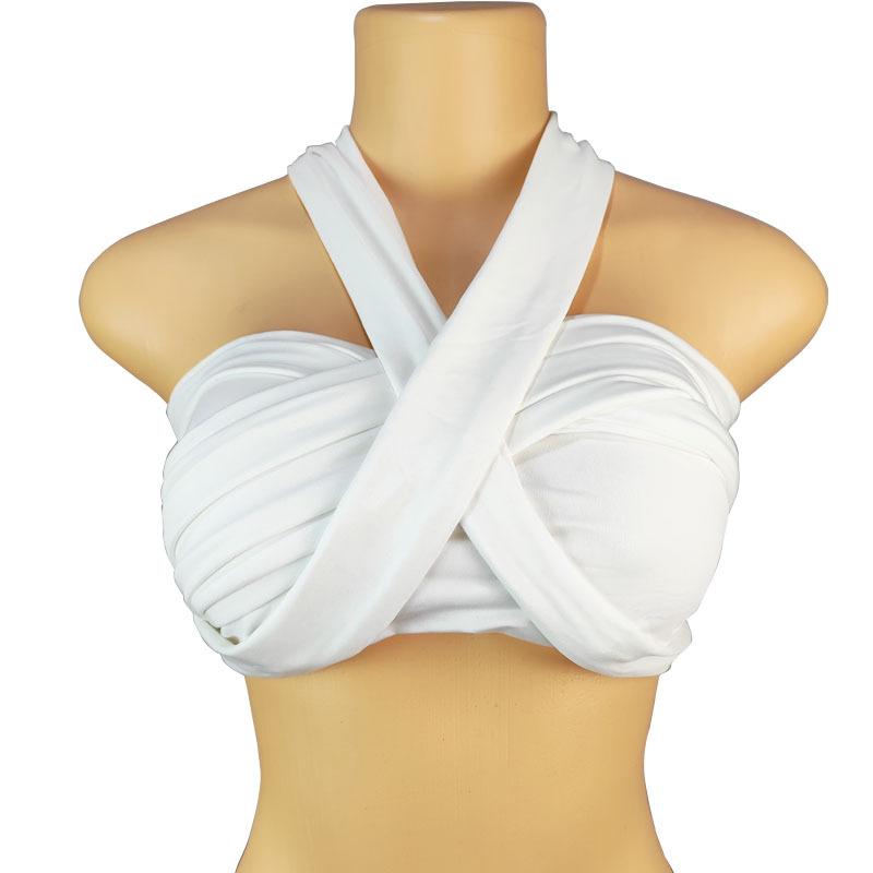 Sexy Tank Top Cross Bandage Backless Sleeveless Halter Crop Tops Women Bare Midriff Camisole Female Tube Top Cropped Vest