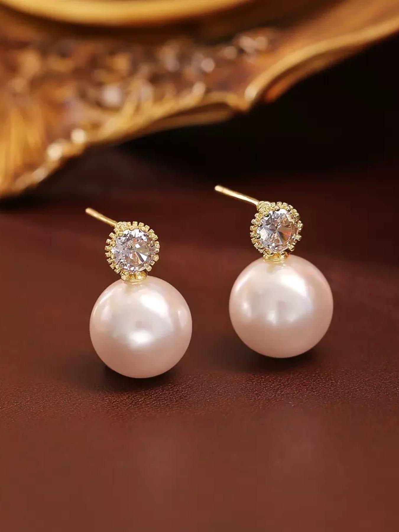 Elegant Pearl Zircon Earrings, Classic Luxury Design, Hypoallergenic Daily Wear Jewelry, Versatile Office Accessories, Allergy-Free Ear Studs
