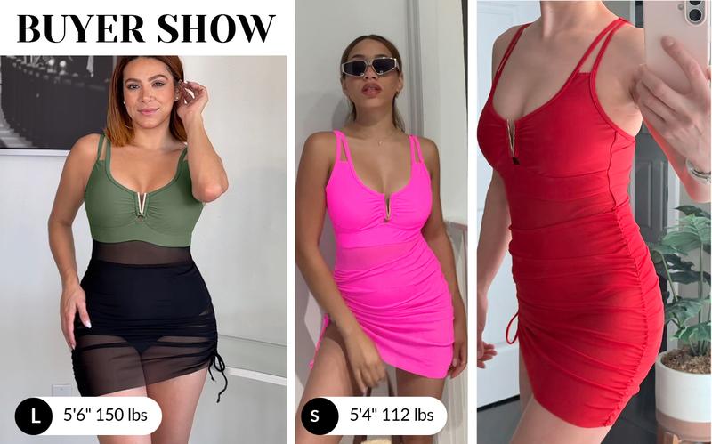 Yonique Womens Swim Dress One Piece - Swimsuit with Skirt Tummy Control Bathing Suit Mesh V-Wire Cutout Swimwear 2026