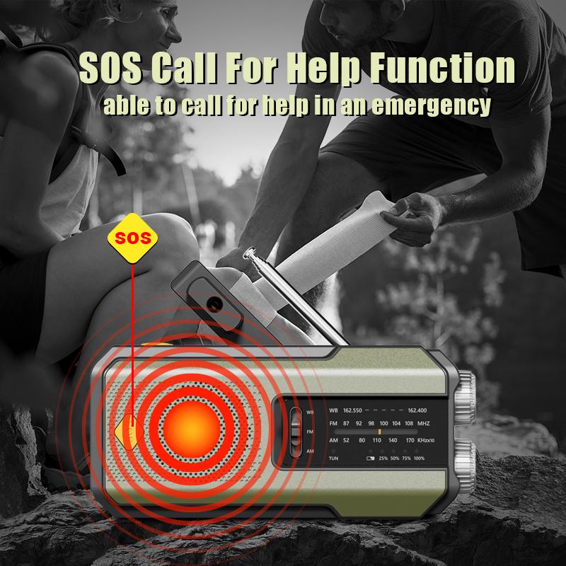 Emergency Weather Radio:AM/FM/WB Reception & Loud SOS Alarm,Hand Crank/Solar/USB Charging, Modern Design Emergency Weather Radio:AM/FM/WB Reception & Loud SOS Alarm,Hand Crank/Solar/USB Charging, Modern Design