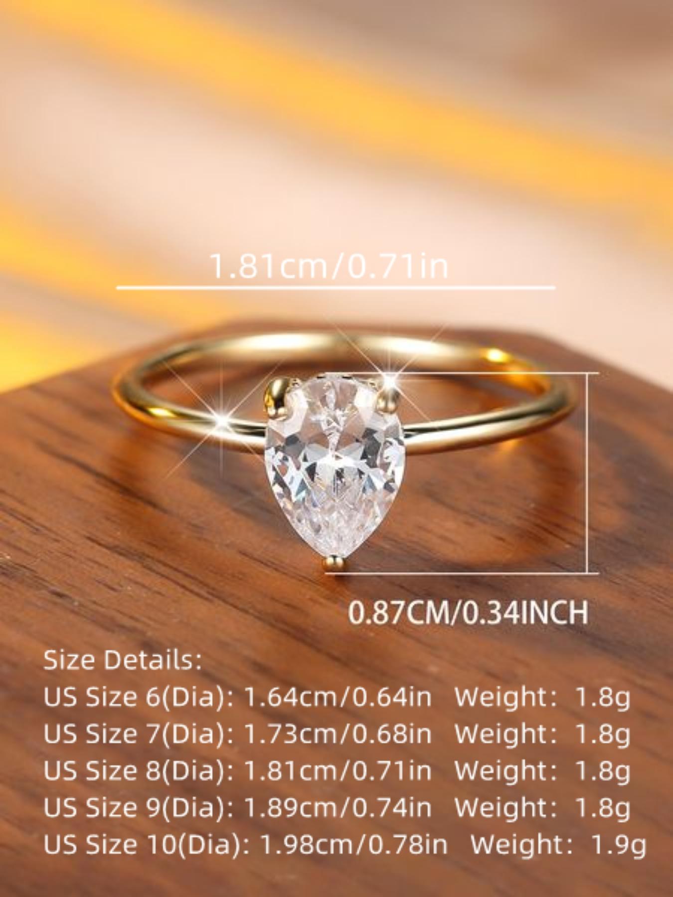 S925 Sterling Silver Water Drop Rhinestone Decor Ring, Simple, Fashion Jewelry Accessories for Women, Birthday Holiday Gift, Bridal Engagement Ring
