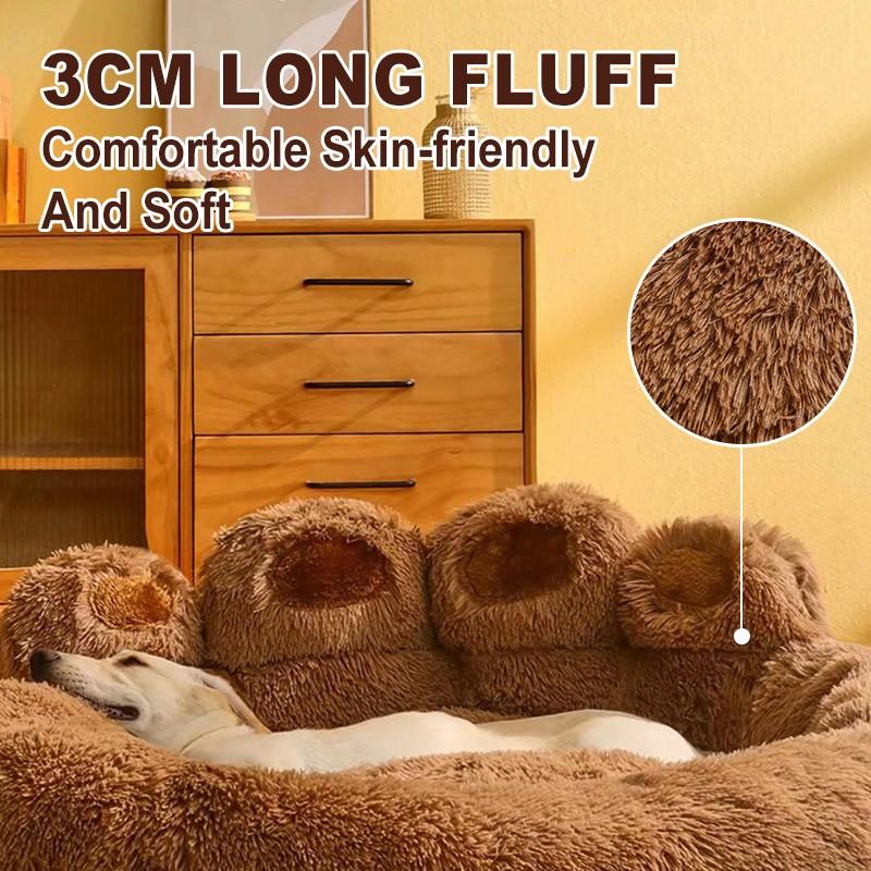 Bear Paw Plush Pet Bed, Soft Padding and Stable Support, Home