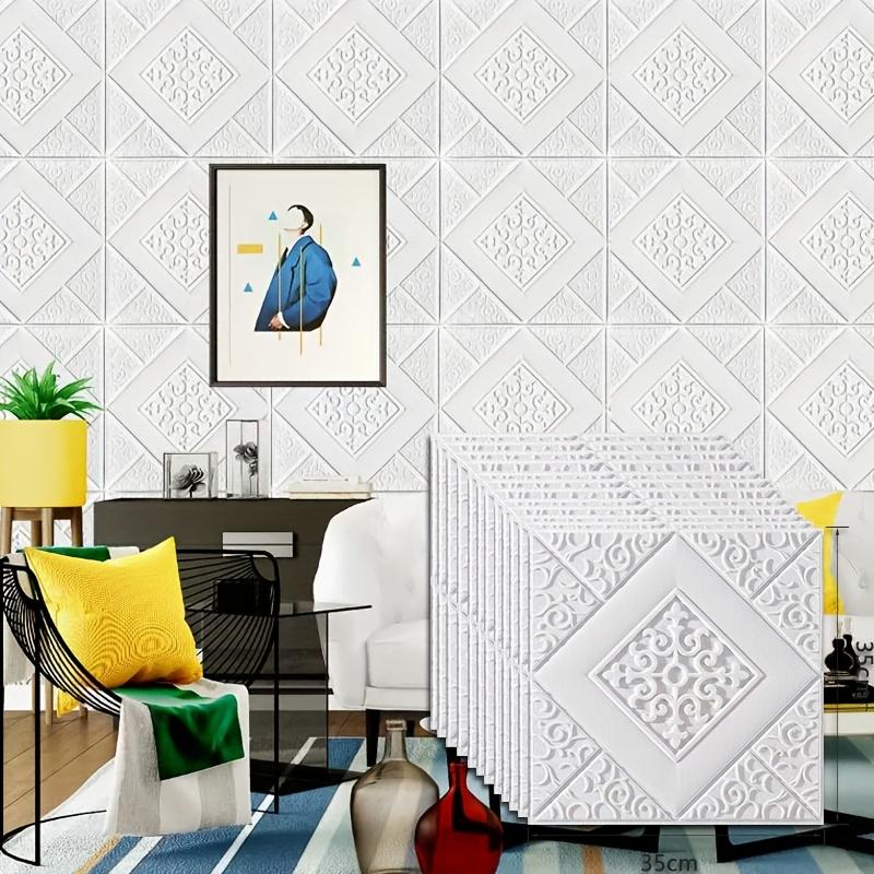 30pcs  Embossed Self-Adhesive Ceiling Tiles - Waterproof Self-Adhesive Fancy Pattern Wall Stickers, Removable Damage-Free Peel and Stick Wallpaper, Suitable for Living Bedroom Kitchen Ceiling Decoration, 13.78 Inches X 13.78 Inches