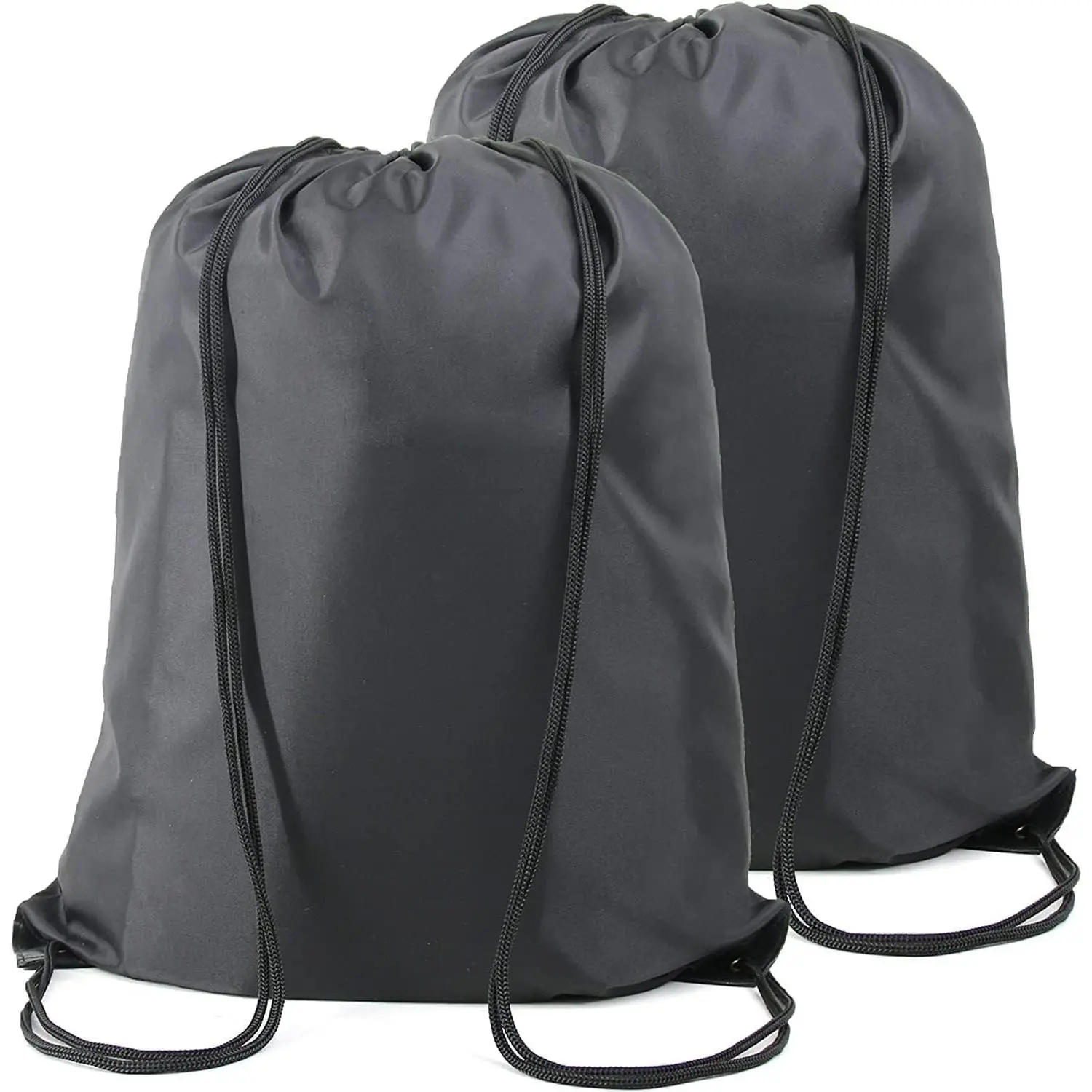 Black Drawstring Backpack Bags Bulk 2 Pack X-Large 22.4" L x 17.5" W Sports Cinch Sack Gym String Bags Machine Washable Heavy Duty String Backpack for Men WomenGift