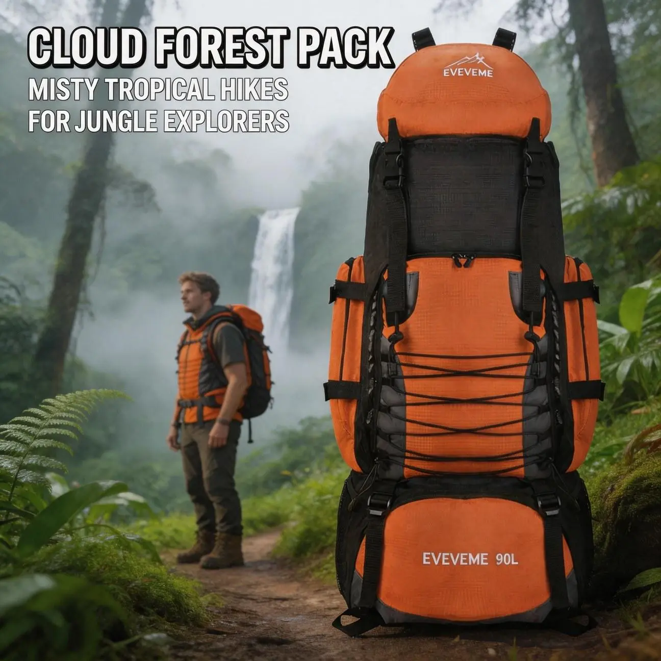 JSERYISGN 90L Hiking Backpack, Extra Large Trekking Rucksack for Camping and Backpacking Trips