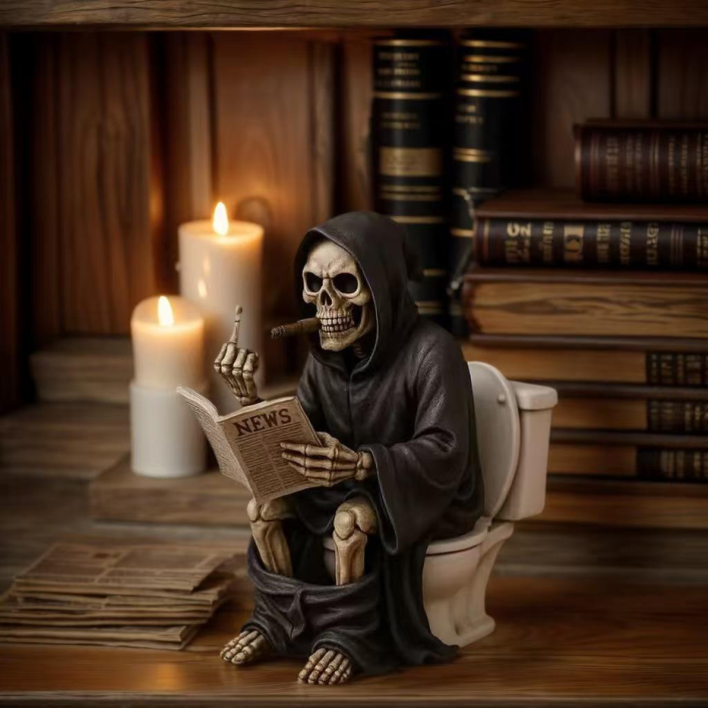 Gothic Resin Death Statue  Gothic Style, Halloween Home Decor, Shelf Decoration, Lightly Terrorizing Gift Idea, Moody Atmosphere, Matte Finish