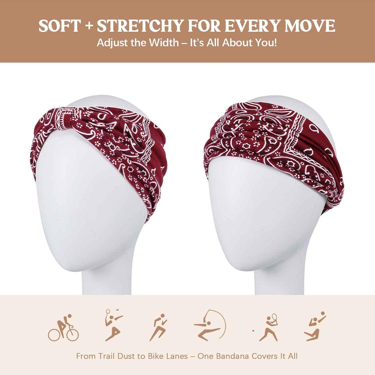 New Women's Sports Yoga Casual Wide Waistnut Print Headband Sweat-Absorbing Elastic Hair Band Workout Headband