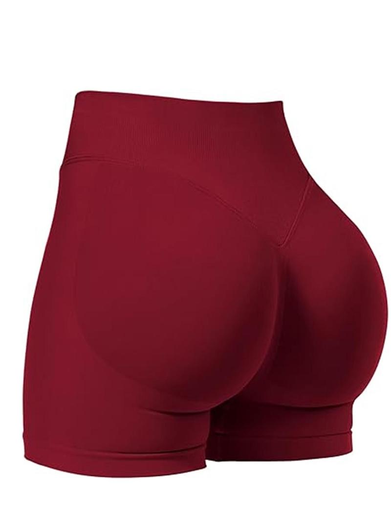 Sporty Women's Solid Color High Waist Sports Shorts, Breathable Comfortable Seamless Skinny Shorts for Yoga Gym Running, Ladies Sportswear for Indoor Outdoor Wear