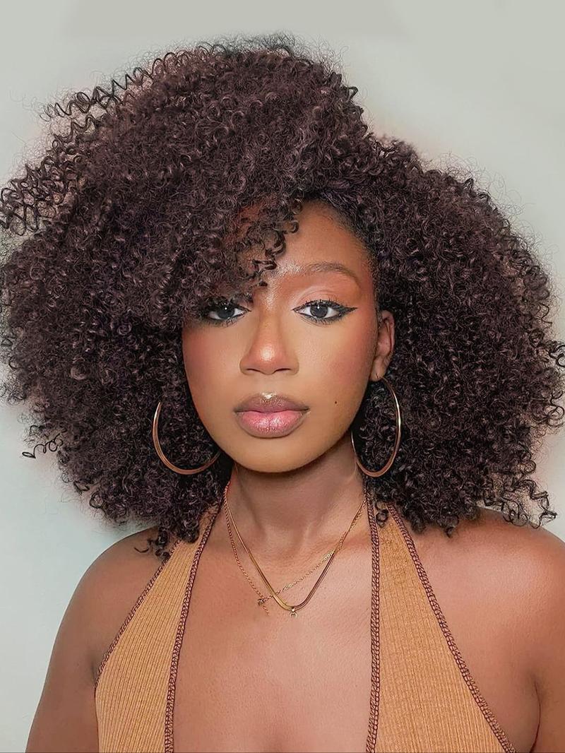 Kinky Curly Wigs Side Part 14 Inch Afro Curly Wig for Black Women Ombre Blonde Brown Twist Out African American Synthetic Material Wigs