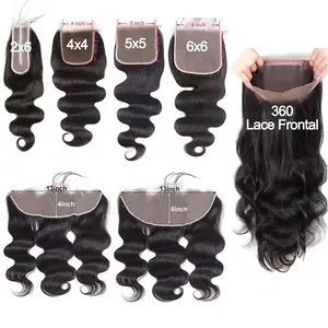 Body Wave 13x6 Lace Frontal Only 2x6 Lace Closure 4x4 5x5 6x6 Transparent Swiss Lace Closure 360 Lace Brazilian 100% Human Hair