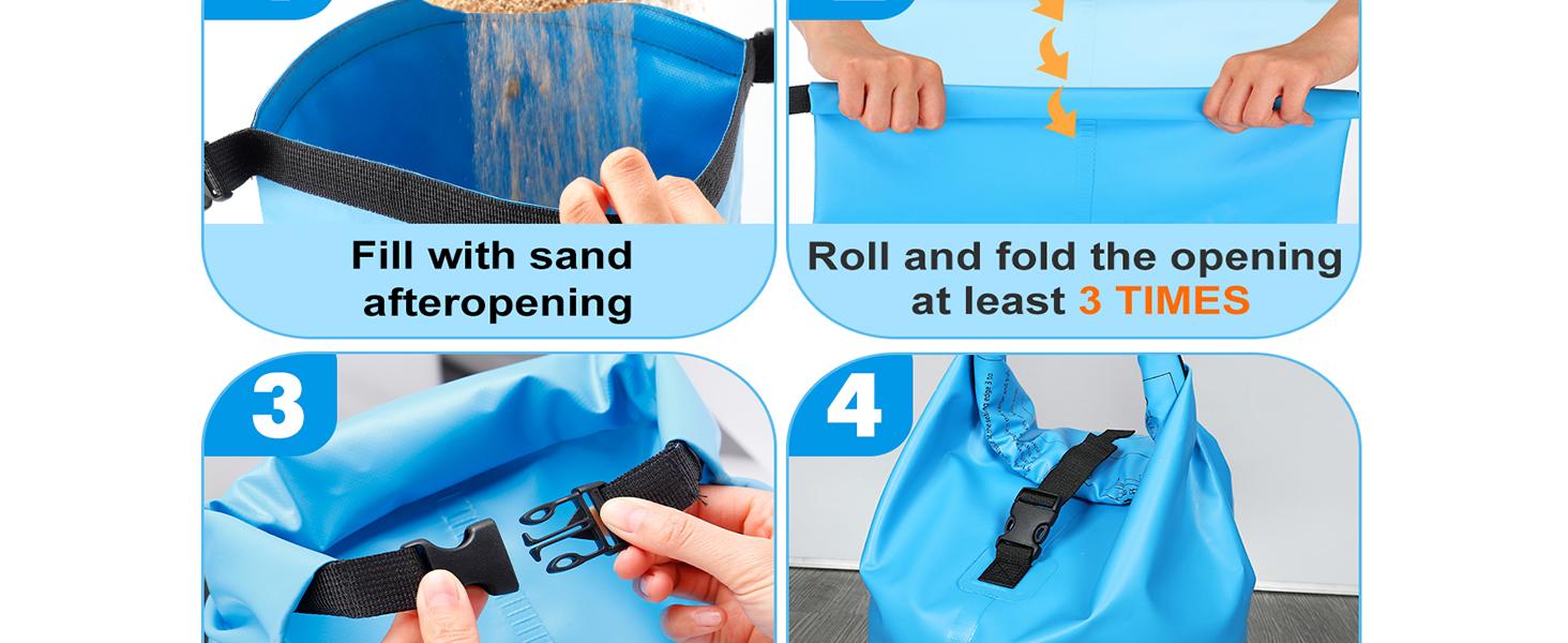 Heavy Duty Pool Ladder Weights - 40lbs Fillable Universal Sand Bags Step Anchors, 500D PVC Waterproof Tear-Resistance Foldable Sandbags for Above Ground Swimming Pools Stair Entry Systems, 2 Pack