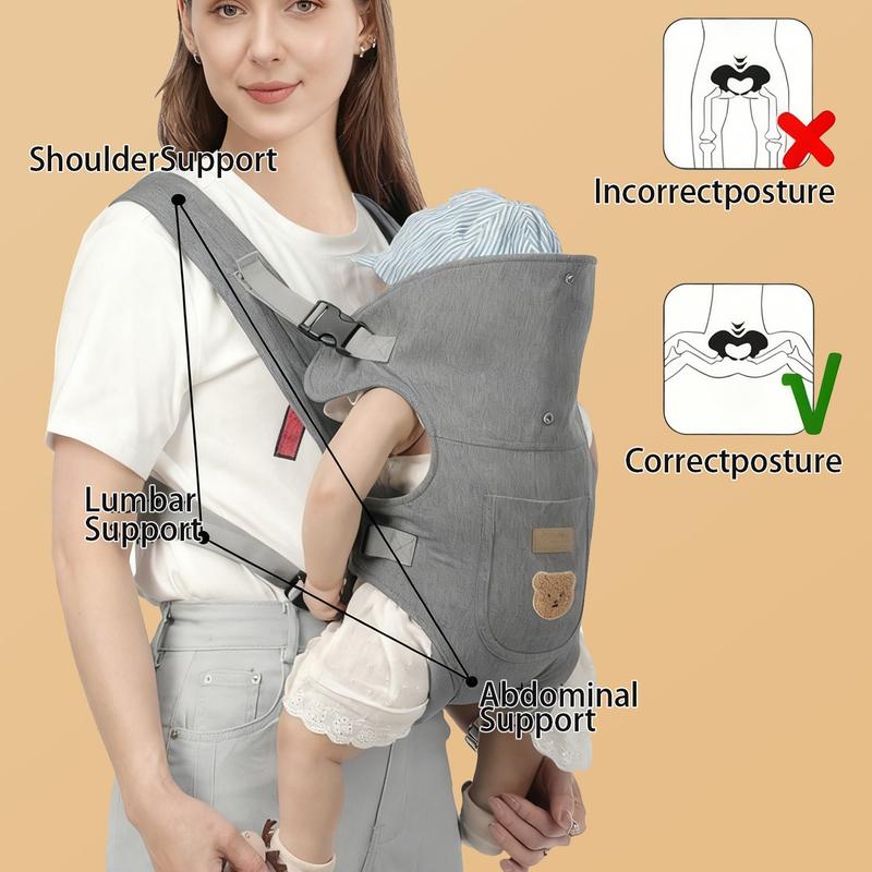 2 in 1 Lightweight Baby Carrier for Front and Back Carrying, Adjustable Buckle, Breathable Fabric for All Seasons, Multi-Functional Design for Easy Outings