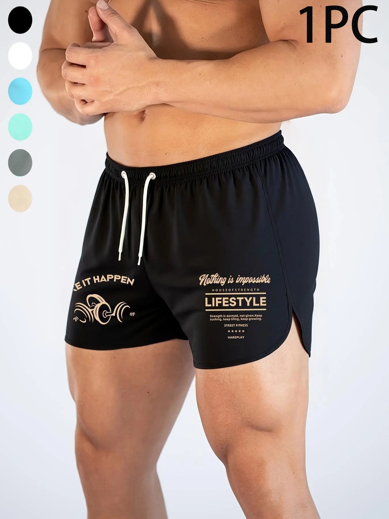 Men's Letter Print Drawstring Waist Shorts, Summer Shorts for Workout, Fitness & Running, Lightweight Comfortable Sportswear for All Seasons, Fitted Design, Athletic Wear, Graphic Shorts, Activewear