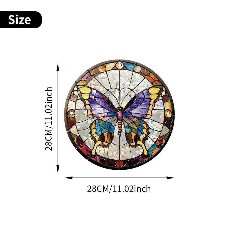 1pc Round Laser Butterfly Print Window Sticker, Adhesive-Free Removable Static Window Film for Kitchen Balcony Attic Glass Decoration