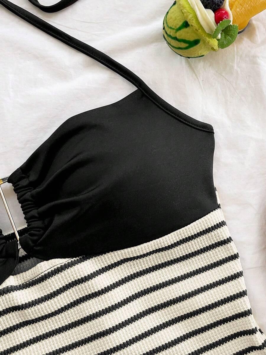 2-Piece Striped Knit Crop Top & Shorts Set, Boho Matching Set, Boho Style, Party Wear, Valentine's Day, Date Night, Beach, Fall Fashion, Beach Outfits Set