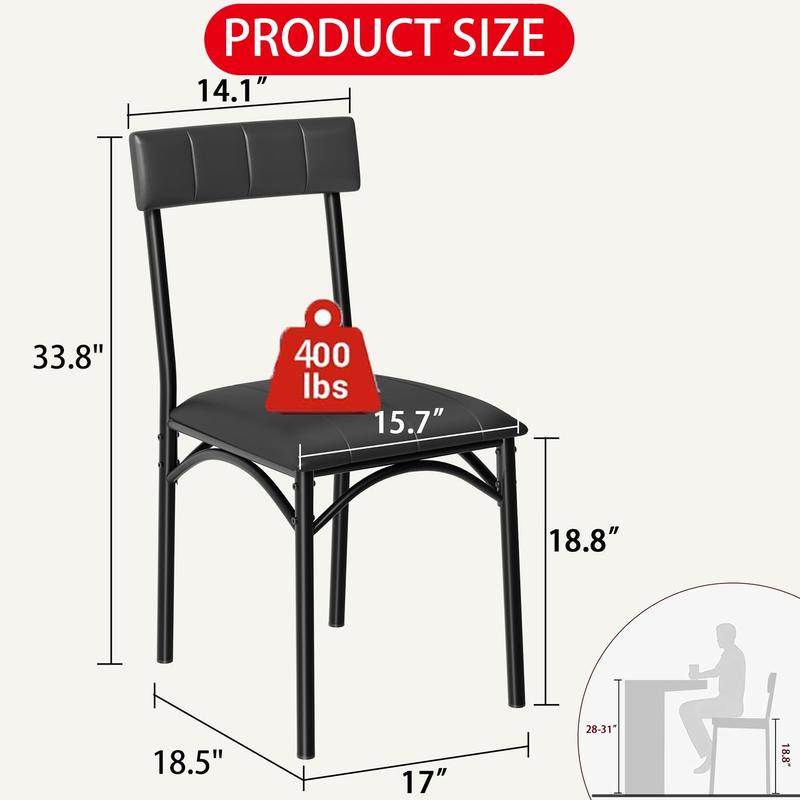 Dining Chairs Set of 2, Upholstered Dining Chairs with Back, PU Leather Dining Kitchen Chair for Kitchen, Apartment, Dinner, Comfortable Seat, Easy Assembly Dining Chairs Set of 2, Upholstered Dining Chairs with Back, PU Leather Dining Kitchen Chair for Kitchen, Apartment, Dinner, Comfortable Seat, Easy Assembly