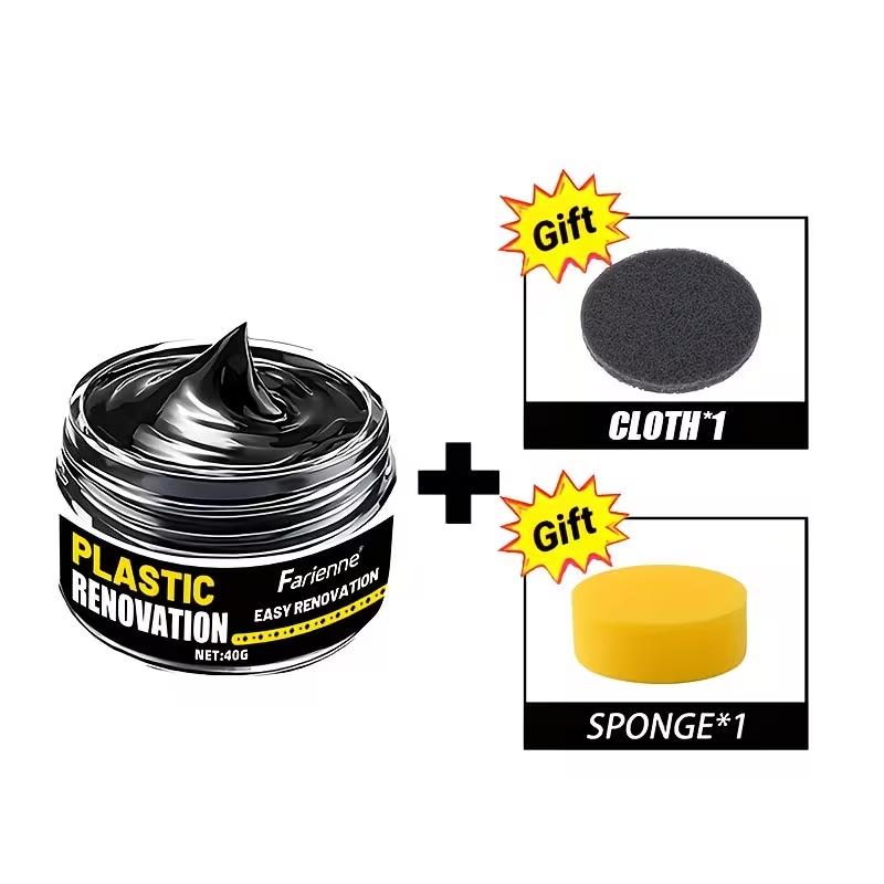 Car Plastic & Rubber Repair Cream, Glossy Paste for Body and Interior, Prevents Fading and Oxidation, Suitable for Bumpers, Leather, Plastics