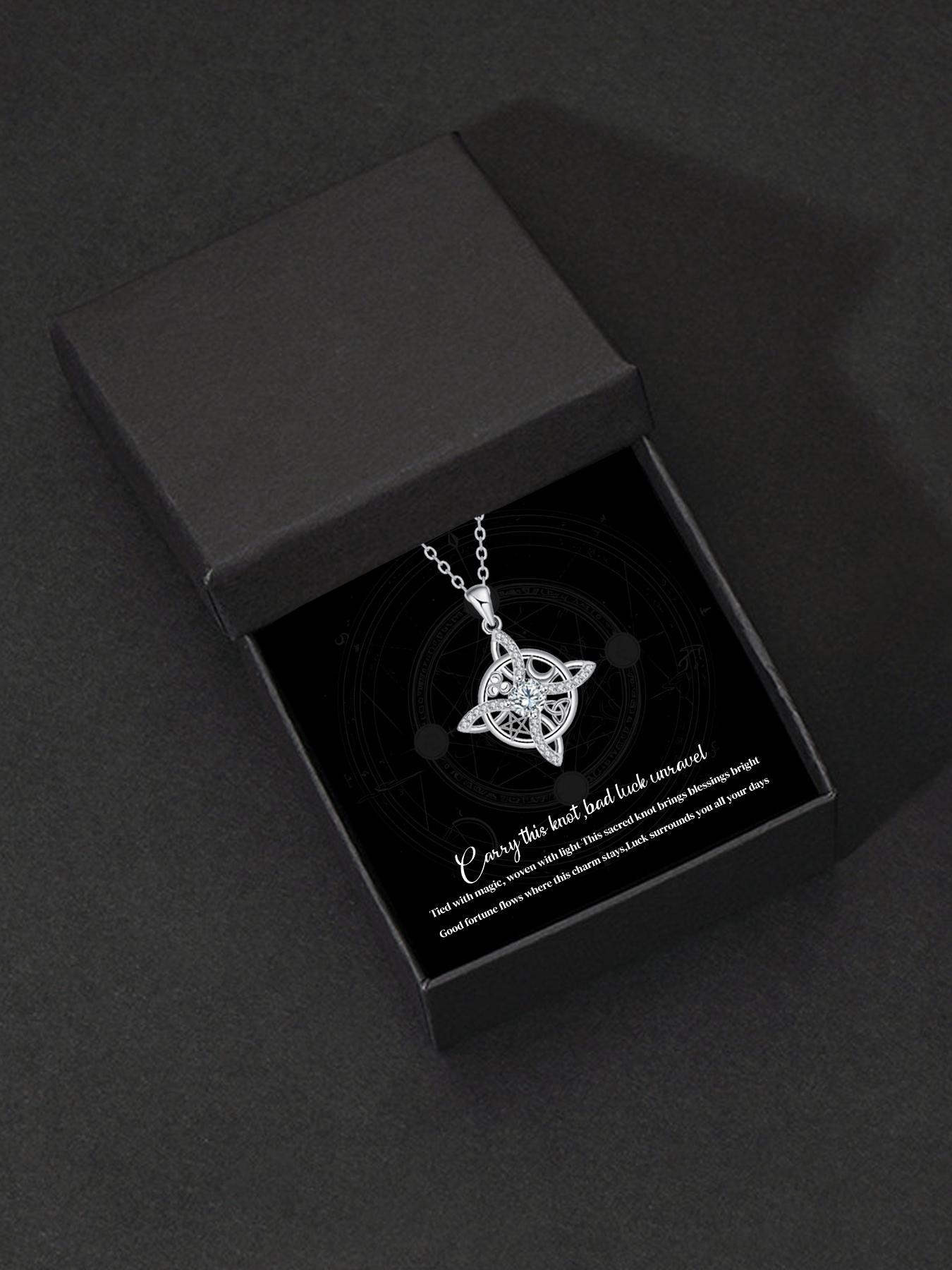 Witches Knot Protection Necklace With Blessing Message Card, Hecate Goddess Lilith Jewelry, Good Luck Knot Jewelry Gift for Women