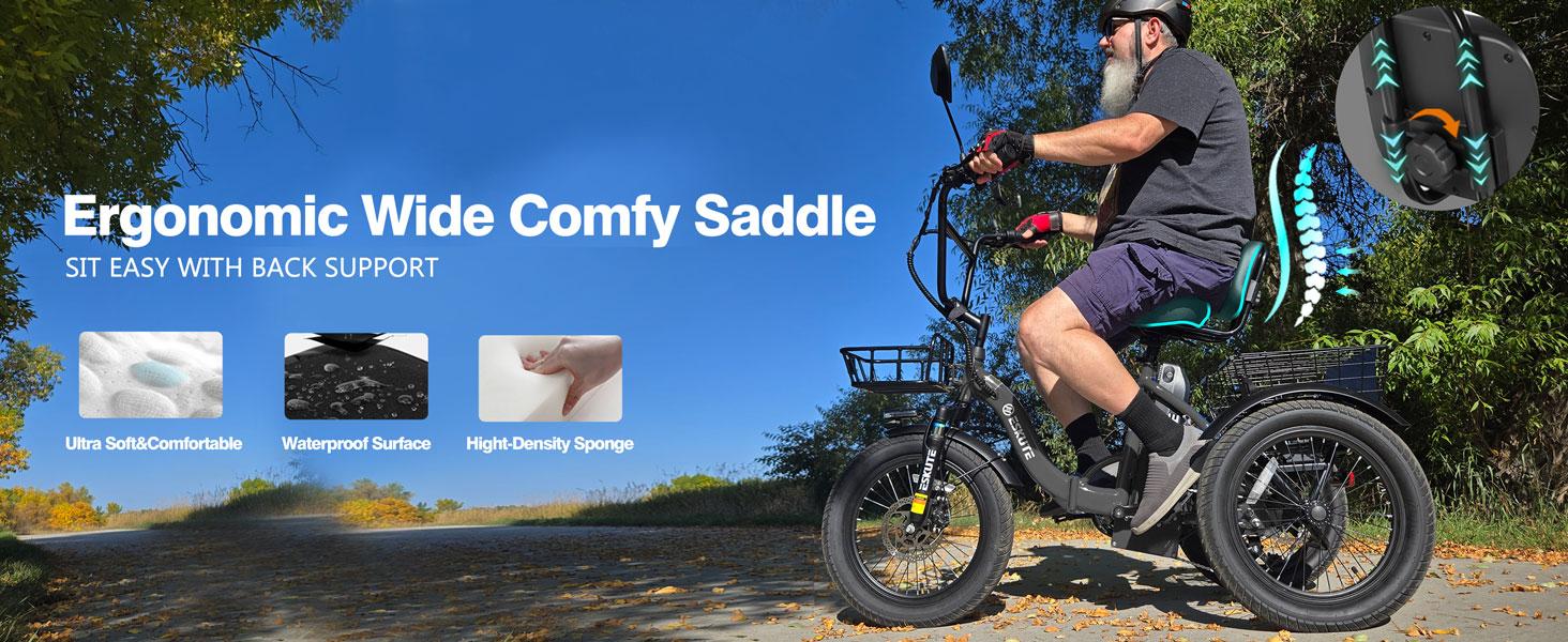 Eskute T300 Electric Tricycle Trike for Adults 48V10.4Ah Removable Battery 18*3.0 1200W Peak Power Foldable 3 Wheels Electric Bikes Bicycle for Adults Three Wheel Electric Cruiser Tricycle ebike 18 MPH 55 Miles Foldable Frame & Basket atv wholesale Eskute T300 Electric Tricycle Trike for Adults 48V10.4Ah Removable Battery 18*3.0 1200W Peak Power Foldable 3 Wheels Electric Bikes Bicycle for Adults Three Wheel Electric Cruiser Tricycle ebike 18 MPH 55 Miles Foldable Frame & Basket atv wholesale