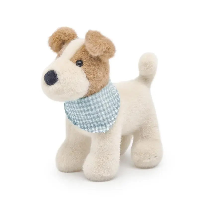 20cm Wire Fox Terrier Plush Toy with Bib-Soft Stuffed Dog Adorable  Dog Stuffed Animal Plushie For Kids Birthday Gift Home Decor