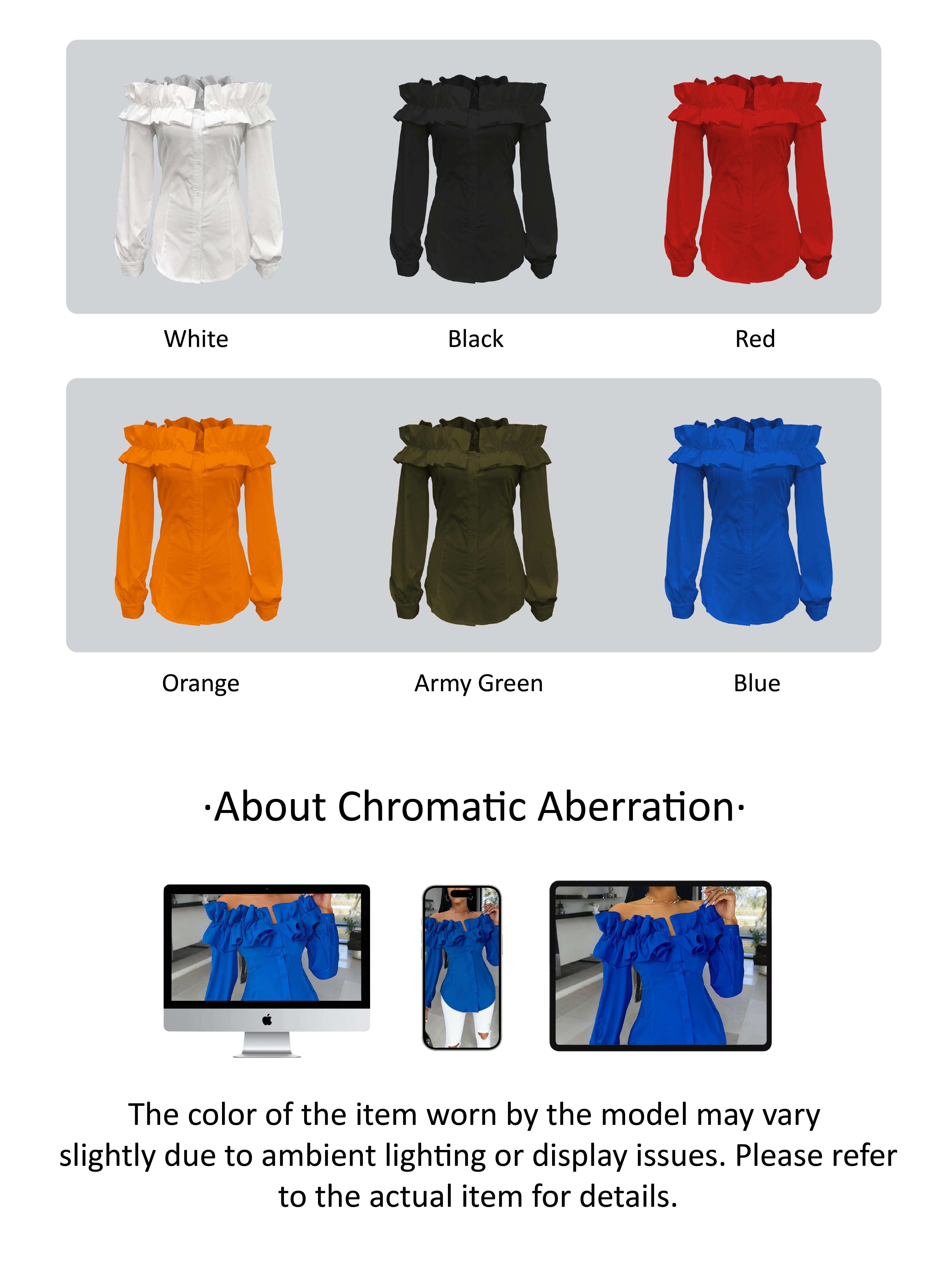 Women's Long Sleeve One Shoulder Ruffle Slim Fit Shirt Blouse, Casual Plain Woven Fabric, All Seasons Fashion Top, Elegant Women's Clothing