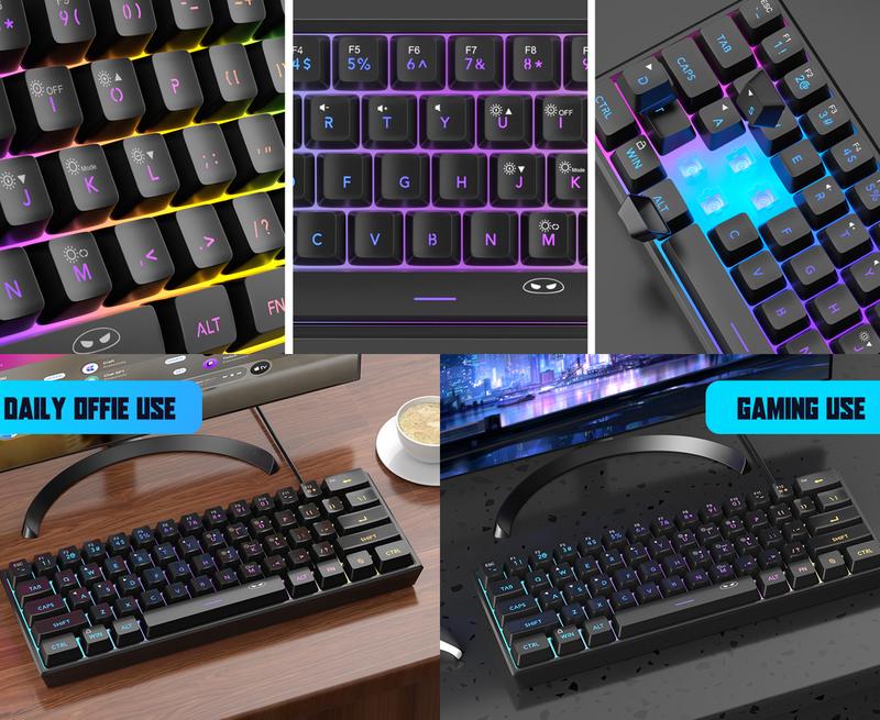 MageGee Mini 60% Gaming Keyboard, RGB Backlit 61 Key Ultra-Compact Keyboard, TS91 Ergonomic Mechanical Feeling Office Computer Keyboard for PC, MAC, PS4, Xbox ONE Gamer #TOP PICKS