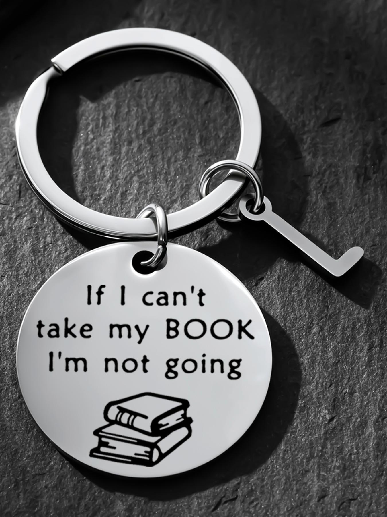 Personalized Initial Keychain, Funny Book Lover Gift, Bookworm Gift, Birthday Christmas Gift, Bibliophile Gift, Book Club Gift