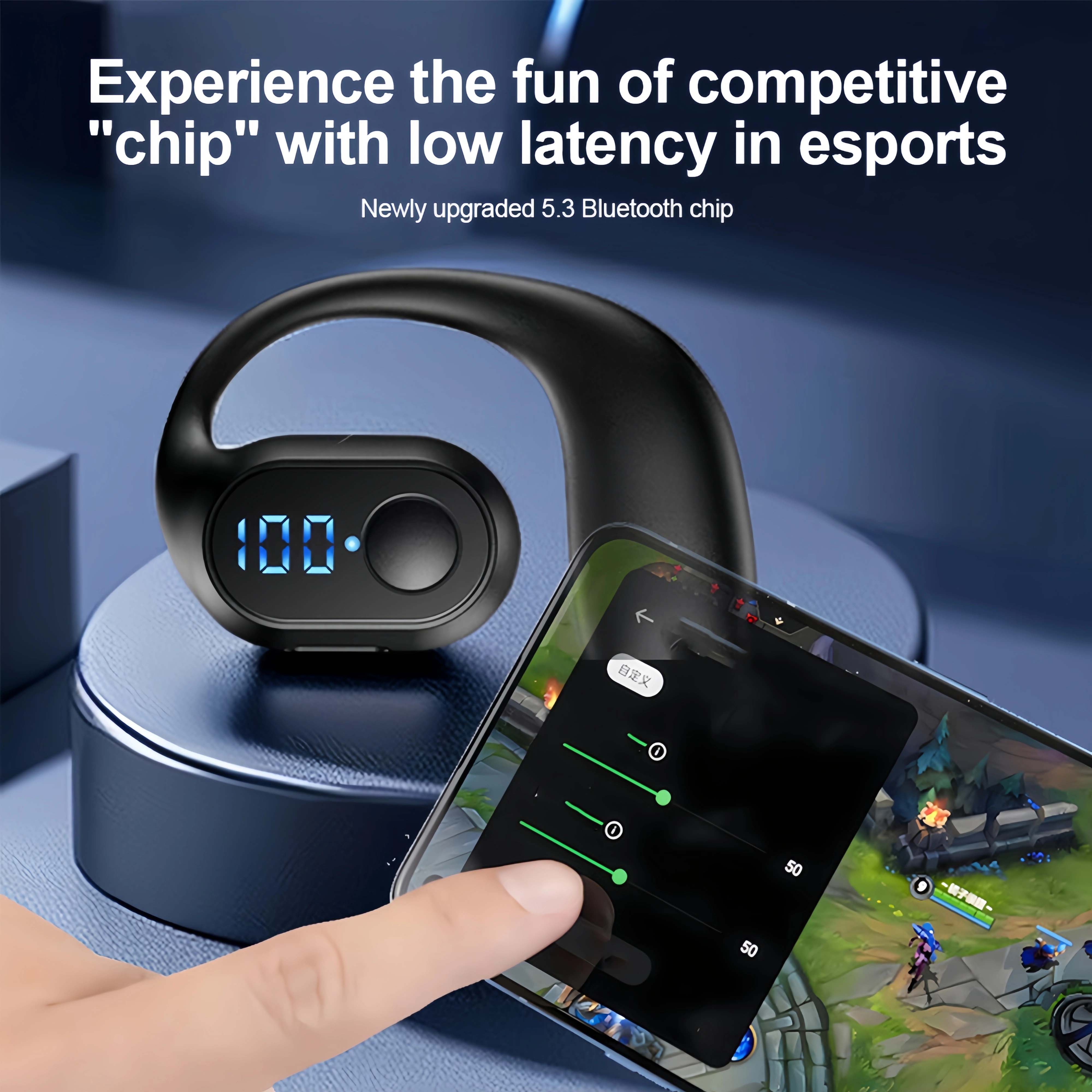 Q7 Wireless Bluetooth OWS Headphones, Air Conduction Ear-Hook Design, HiFi Sound & Noise Canceling, Sports Headset for Smart speaker phone water