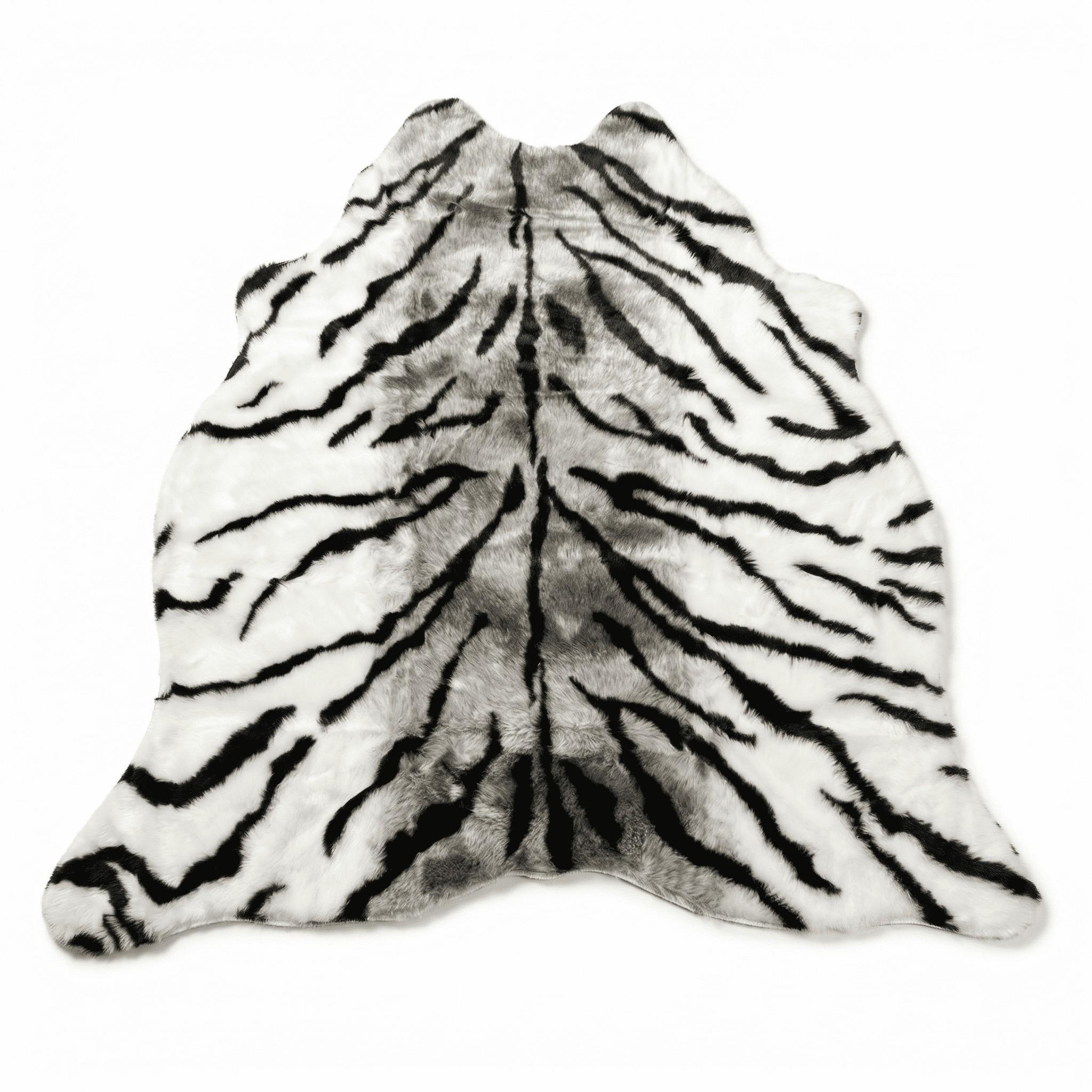 Luxurious Tiger Print Plush Rug, Animal Print Rug, Tiger Pattern Design, Soft Comfortable Bedroom Bedside Decorative Mat, Sofa Side Accent Pad, Home Decor Rugs, Non-Toxic Ca Prop 65 Compliant