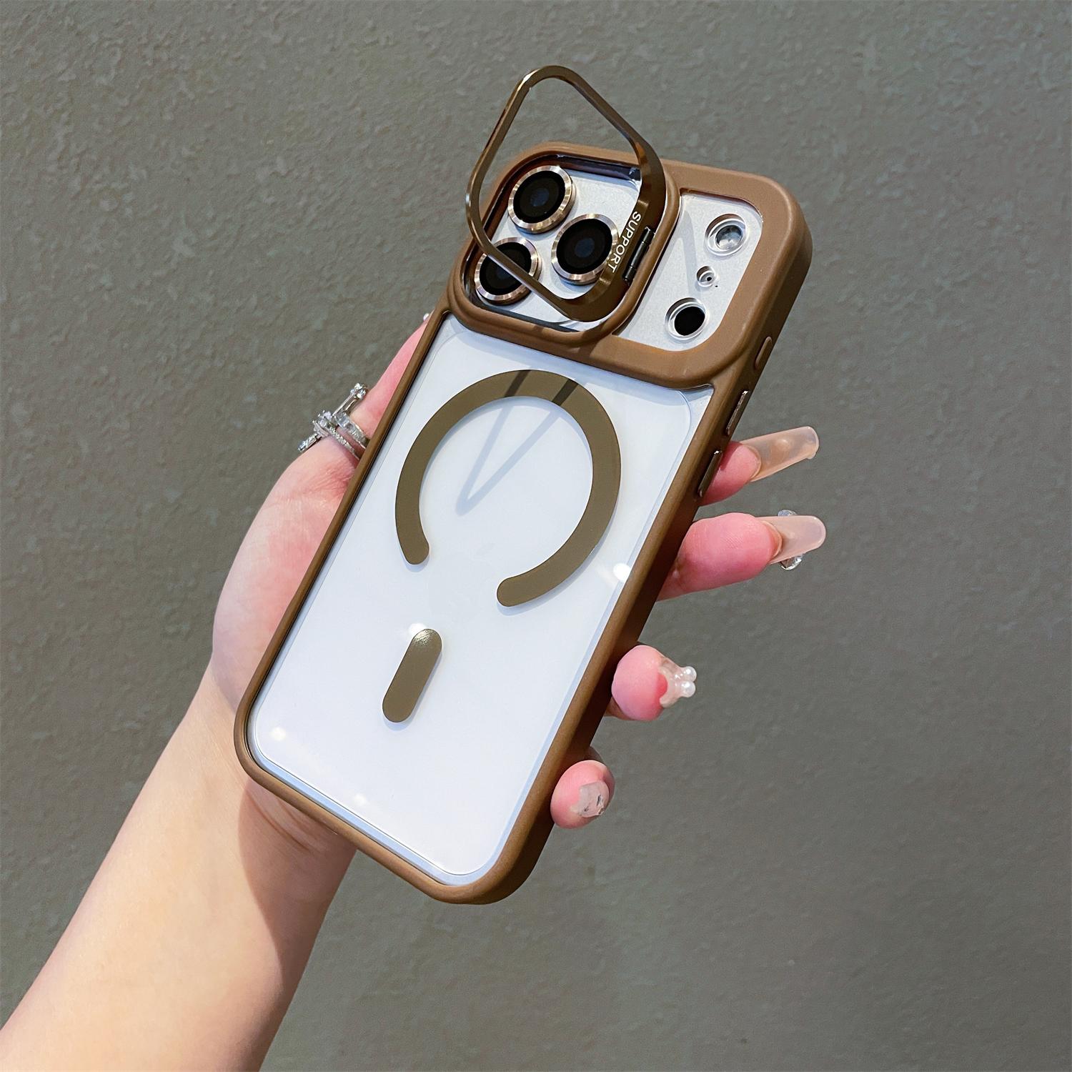 Magnetic For Apple 17 16 15 14 13 12 Max Plus Pro Magnetic Mobile Phone Case with MagSafe Camera Ring Holder, Military-Grade Protection, Anti-Fall, Non-Yellowing, Wireless Casing Protector Cover,Compatible for iPhone