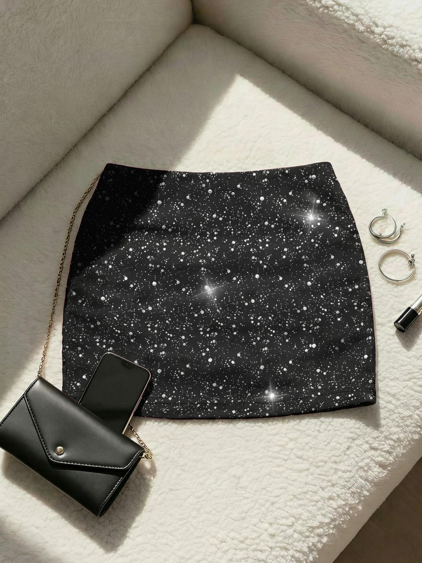 Silver Color Pleated Mini Skirt, High Waist Shiny Tight Fit, Sexy Nightclub Style, Elastic Fabric, Perfect for Parties and Raves