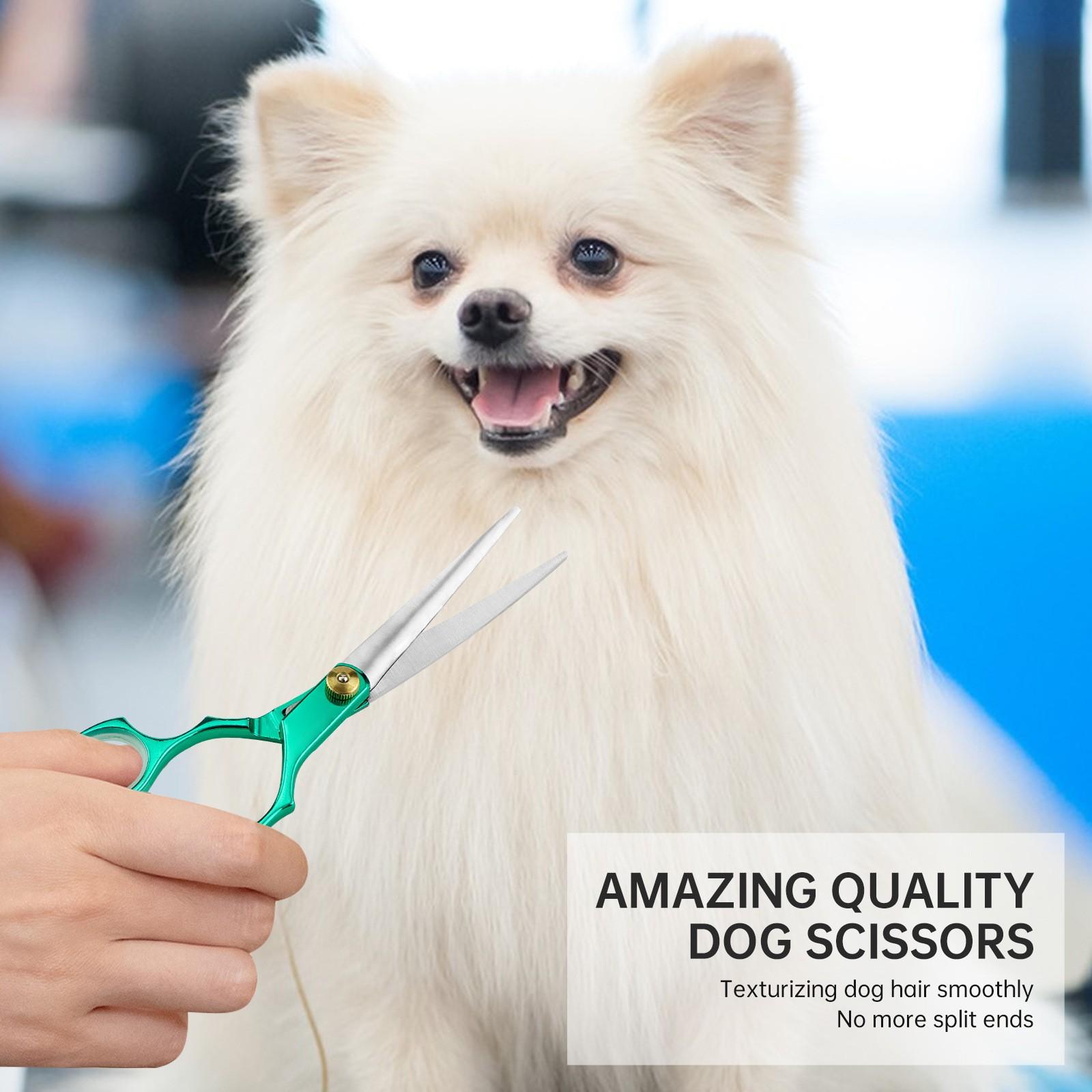 1PC Professional 6.0 inch Pet dog Grooming Scissors Curved Shears Chunker Scissors Dog Grooming Scissors Straight Shears Chunker Shars Up/Down Curved Scissors Pet Scissors