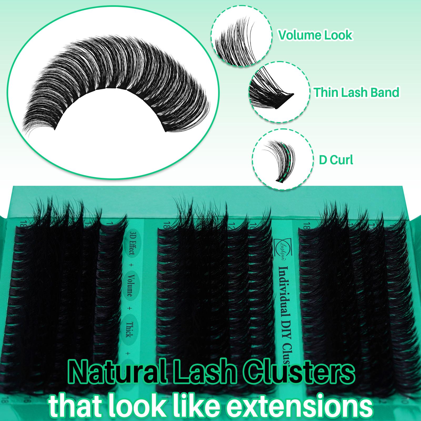 270Pcs D Curl 70D80D90D 3 Styles 10-18mm Mixed Length Volume & 3D Effect Kit Soft and Comfortable False Eyelashes Set Comes with Lash Bond&Seal Lash Remover And Tweezers, Perfect For DIY Eyelash Extensions At Home, Beginner friendly