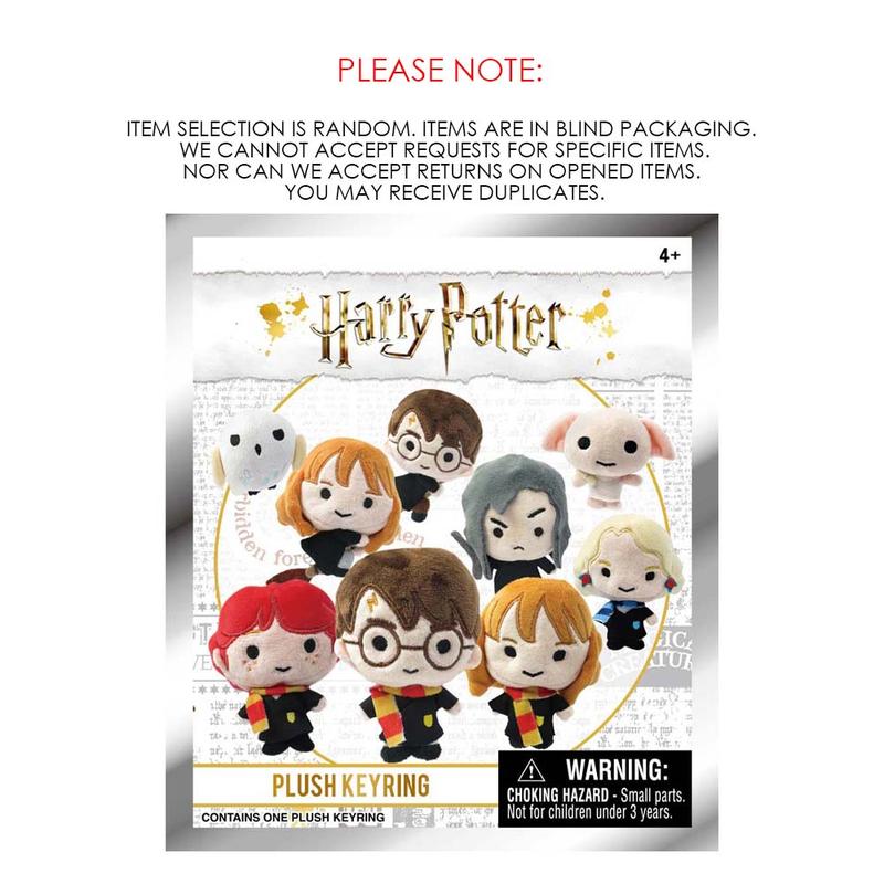 1PC Harry Potter Officially Licensed Harry Potter Plush Bag Clip Fabric Doll Keychain Random Blind Bag Blind Box Toys Hermione with Scarf Ron  Harry with Broom & Wand Owl Funny and Cute Birthday Gift