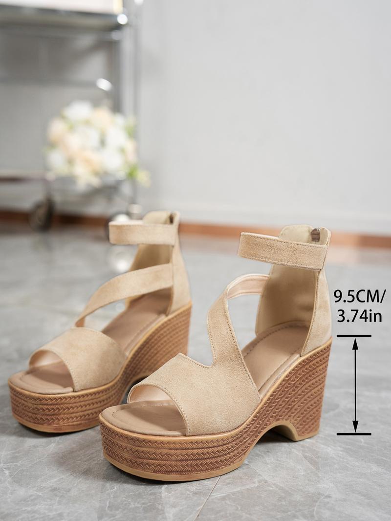 Women's Fashionable Solid Color Wedge Sandals, Casual Comfortable Sandals for Beach, All-match Commuter Shoes for Work & Daily Wear