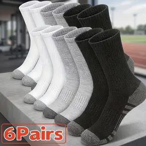 6-Pack Breathable Sport Crew Socks, Lightweight Moisture Wicking Running Socks, Comfort Fit Athletic Training Socks for Men Women Size 6-10