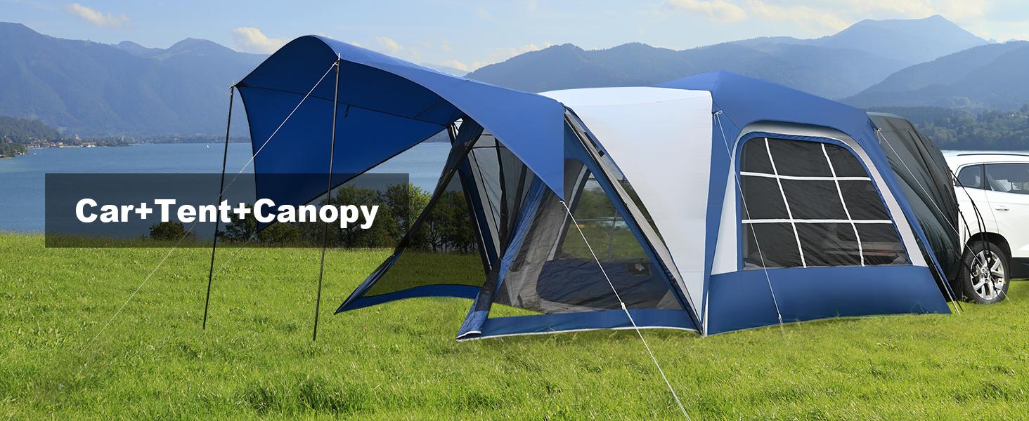 Lilypelle SUV Tent Car Tailgate Tent with Porch for Camping, 6-8 Person 10' x 10' Car Camping Tent, 6' x 7' Screen Room Vestibule Awning Porch Lilypelle SUV Tent Car Tailgate Tent with Porch for Camping, 6-8 Person 10' x 10' Car Camping Tent, 6' x 7' Screen Room Vestibule Awning Porch