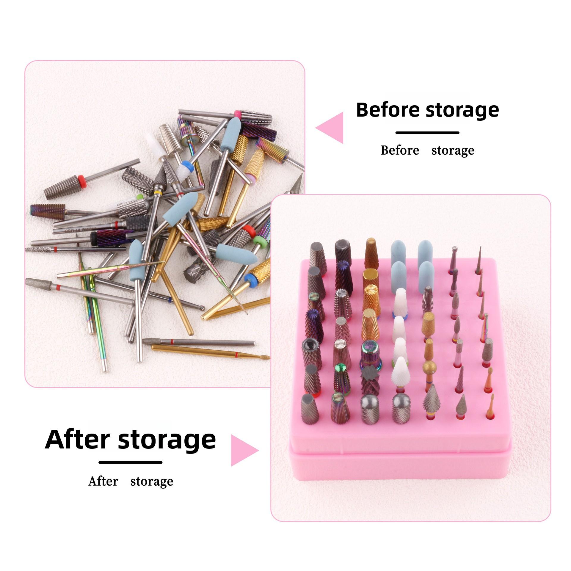 New Nail Polish Sanding Heads 49-Piece Box Display Stand Cleaning Dustproof Nail Art Display Box Storage Box Tool Organizer