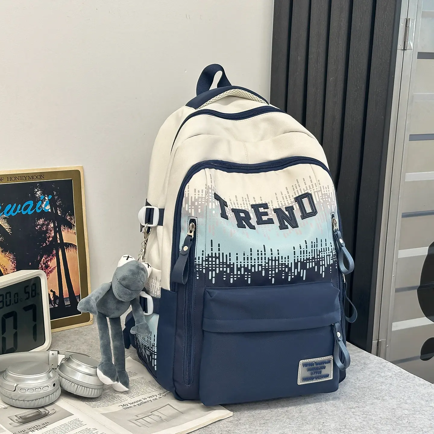 Large Capacity Backpack For Teens Laptop Bookbag With Cute Frog Charm Streetwear Aesthetic Y2K Skater Vibe High  College Campus Essential Back To  Daily Commute Weekend Travel Outfit Inspo