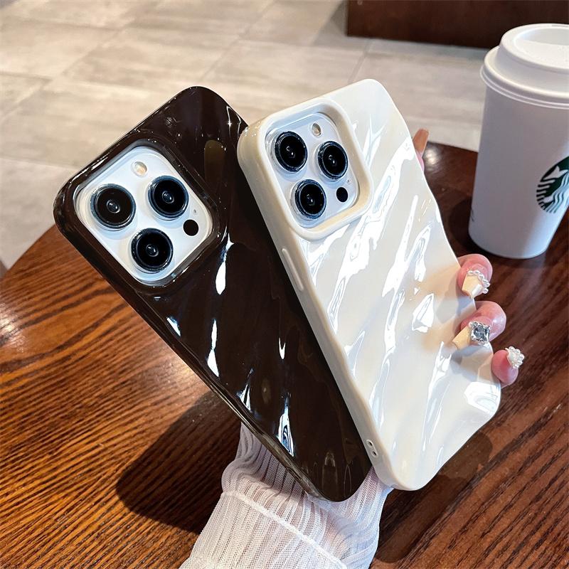Simple three-dimensional wave pattern mobile phone case suitable for iPhone15/15promax/15pro/11/12/13/14promax/11pro/11promax/12pro/12promax/13pro/13promax/14pro/14promax/soft shell simple creative Shockproof Phone Cover