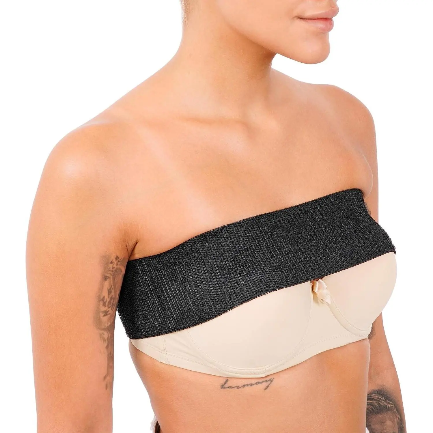 Post-Surgery Breast Augmentation & Reduction Stabilizer Band, Chest Support Wrap for Implants, One Size Fits All, Black