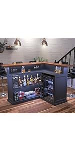 GDLF Large Coffee Bar Cabinet with Fridge Space, Mini Fridge Cabinet with Wine Storage, Buffet Sideboard Table for Home, Fluted Modern Design,53.2" L
