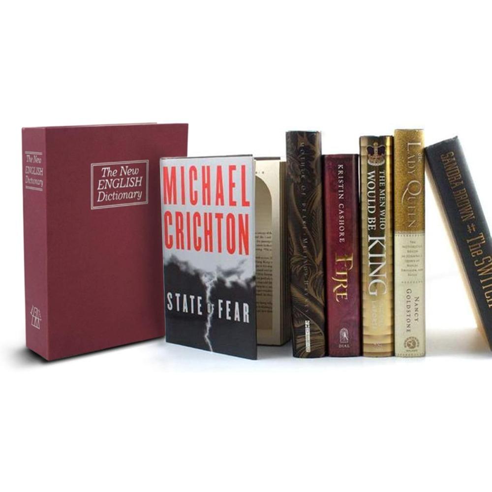 Book Shaped Jewelry Box with Combination Lock, Hidden Metal Storage Container for Rings Necklaces Earrings, Discreet Passport Cash Organizer, Large/Small Fake Book Keeper for Shelf