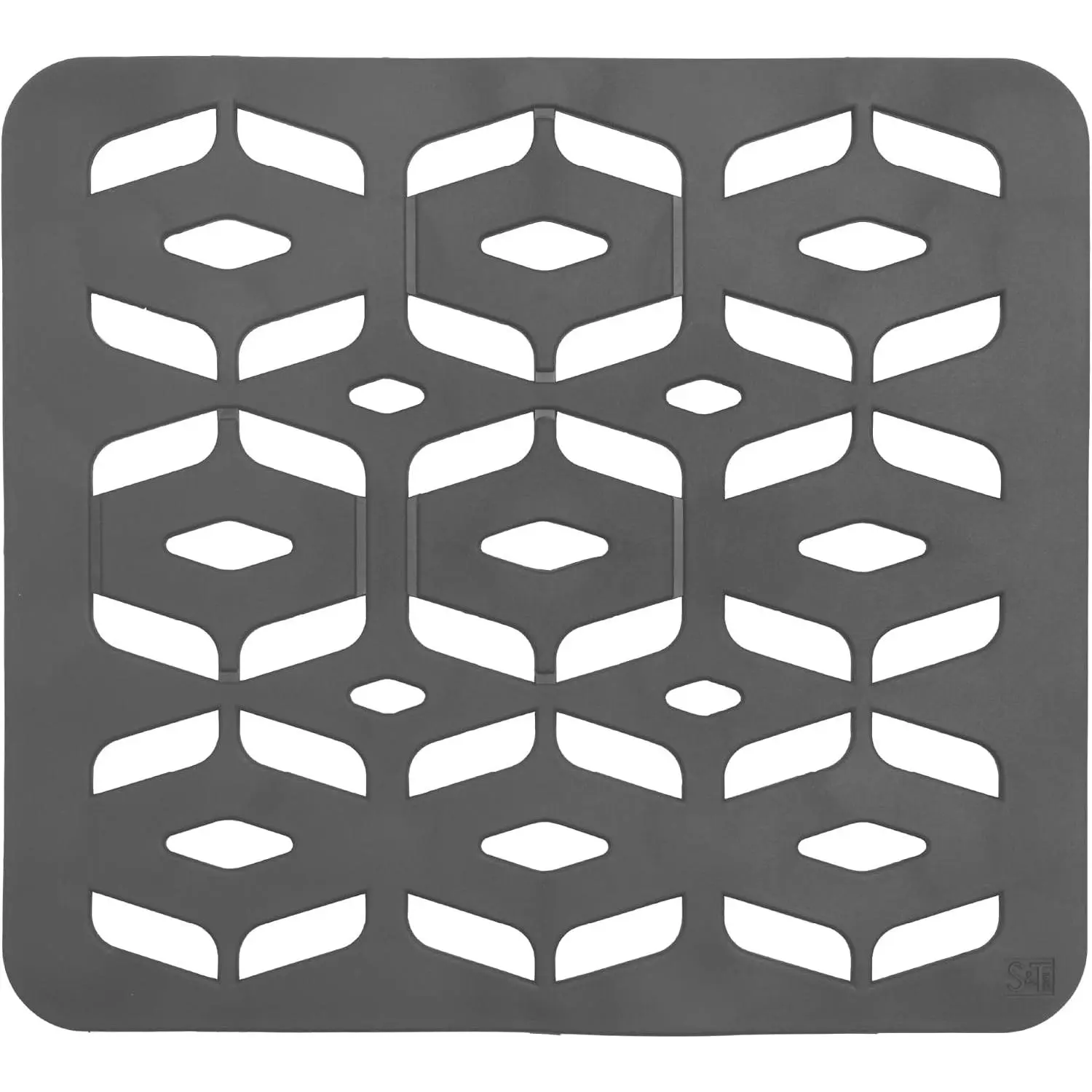 Kitchen Sink Mat, 12.8" x 11.3", Grey | Cut-to-Fit Drain Hole, Raised  for Water Flow, Protect Sink Basin, Dishwasher Safe