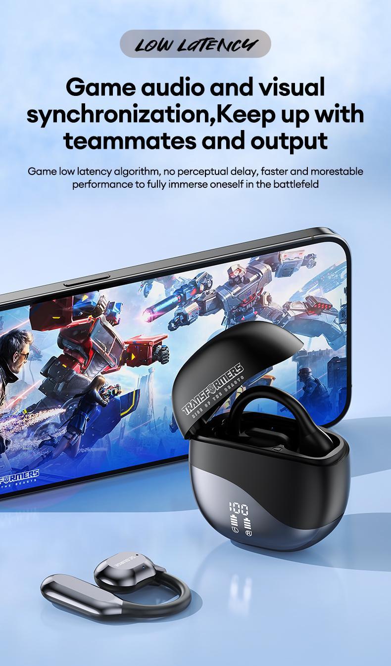 TRANSFORMERS TF-T61 with Built-in 169-Language Translation Open Free Wireless Bluetooth Noise Cancelling Headphones With Digital Display For Sports Gaming Earphones Audio Electronic